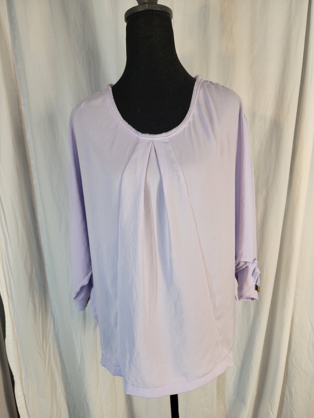 7 For All Mankind Light Lavender Pleated Blouse W/adjustable Drawstring Sleeves